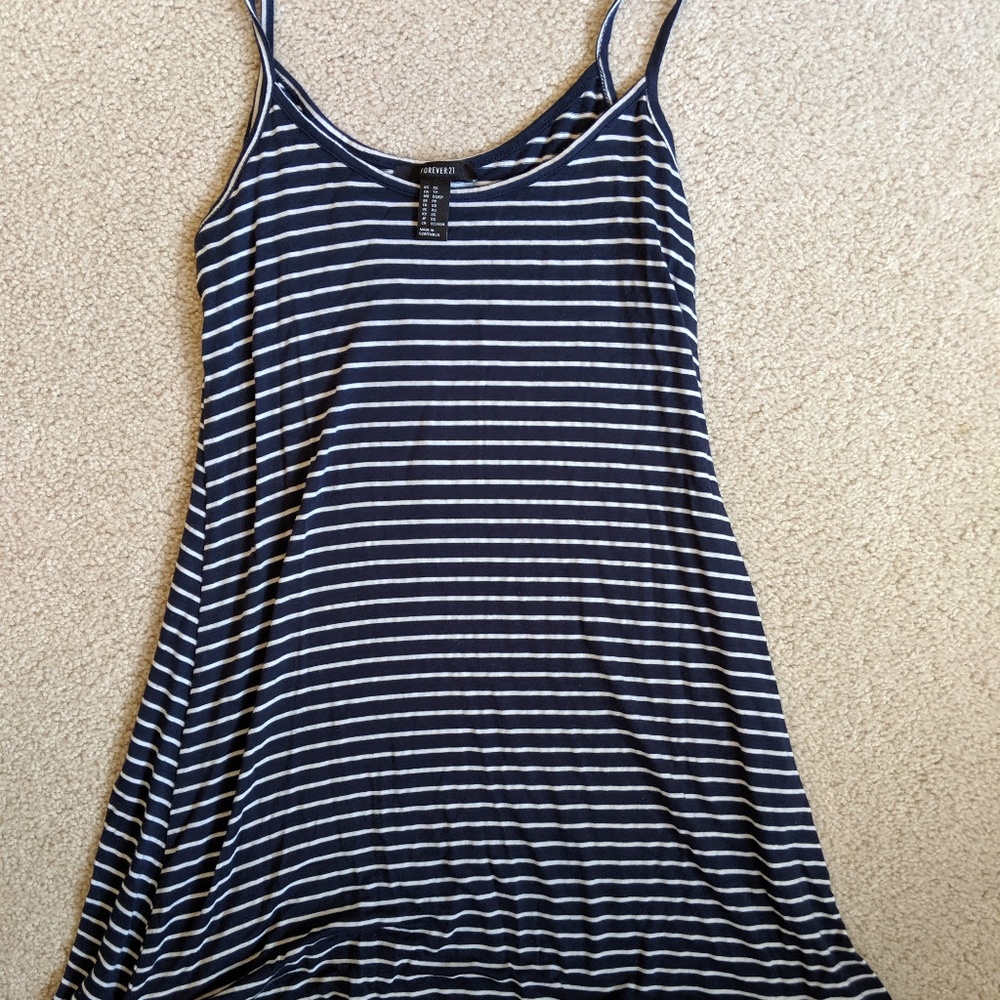 Forever 21 navy and white striped midi dress